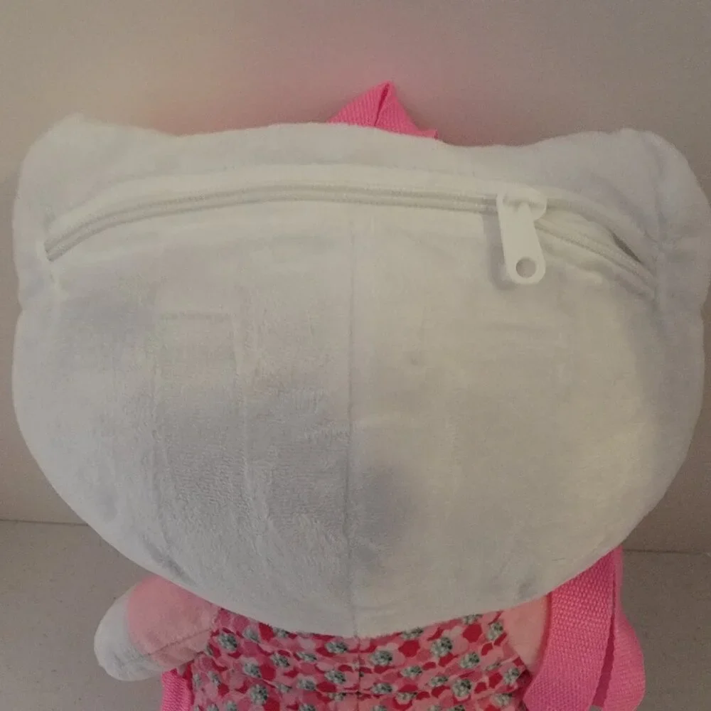 Hello Kitty Plush Backpack 15” Pink Floral Sanrio Kawaii Stuffed Animal Bag Cute
